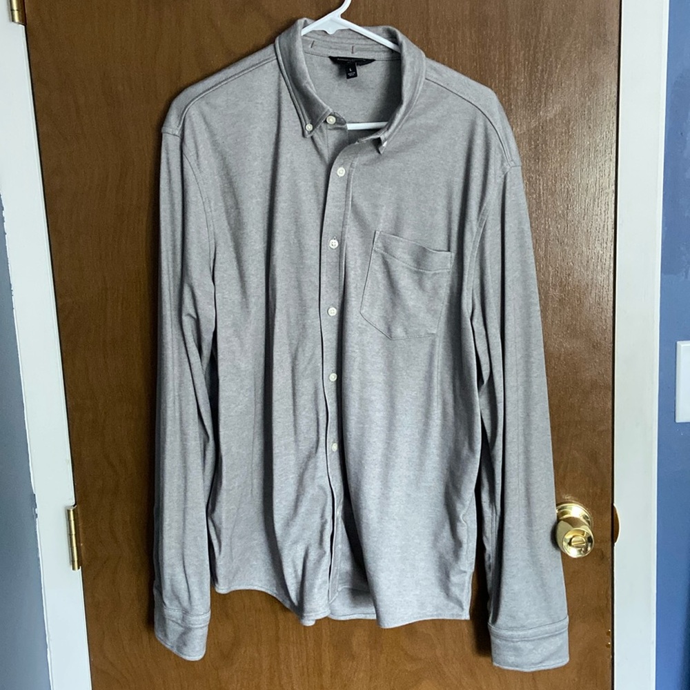 Banana Republic Casual Grey Slim Fit Button Down Shirt